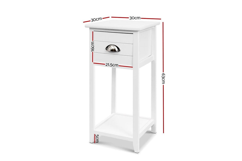 Artiss Bedside Table Vintage - THYME White