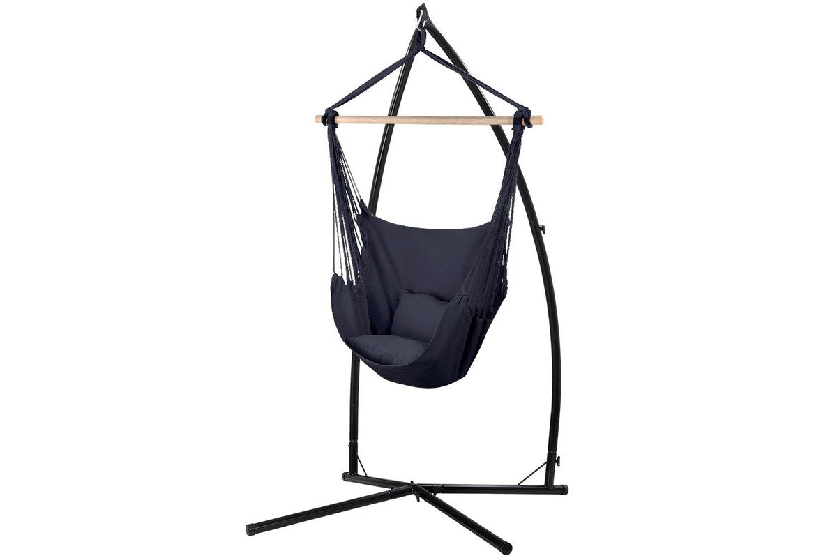 Hammock Chair with Steel Stand Hanging Hammock with Pillow Grey