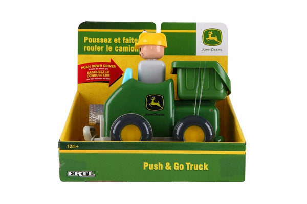 2x John Deere Push & Go Truck Kids Boys Vehicle Dump Tilt Box Toys Play 12m+ GRN