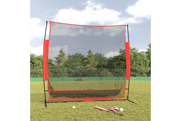 Portable Baseball Net Black and Red 215x107x216 cm Polyester vidaXL