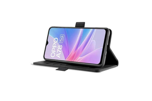 For Oppo A78 4G Case, SupRShield Wallet Leather Flip Magnetic Stand Case Cover (Black)