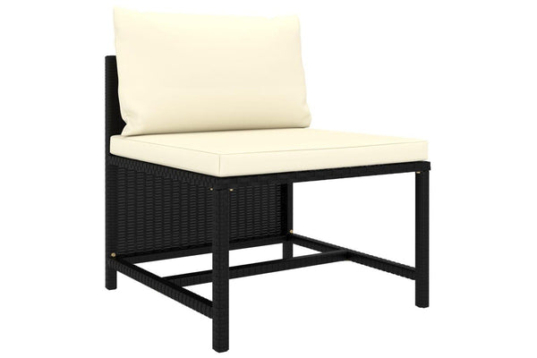 3 Piece Garden Sofa Set with Cushions Black Poly Rattan vidaXL