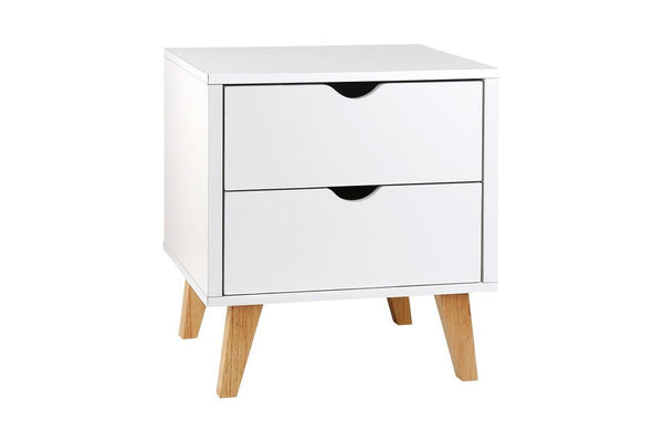 Artiss Bedside Table 2 Drawers - ANDERS White
