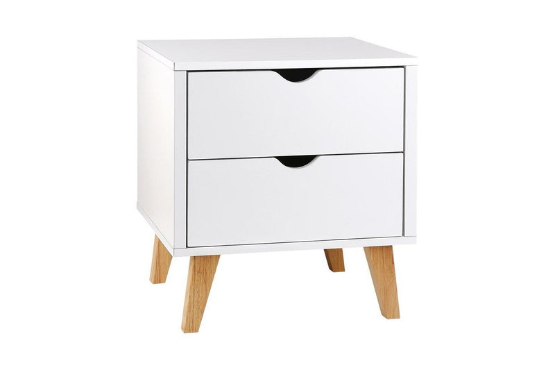 Artiss Bedside Table 2 Drawers - ANDERS White