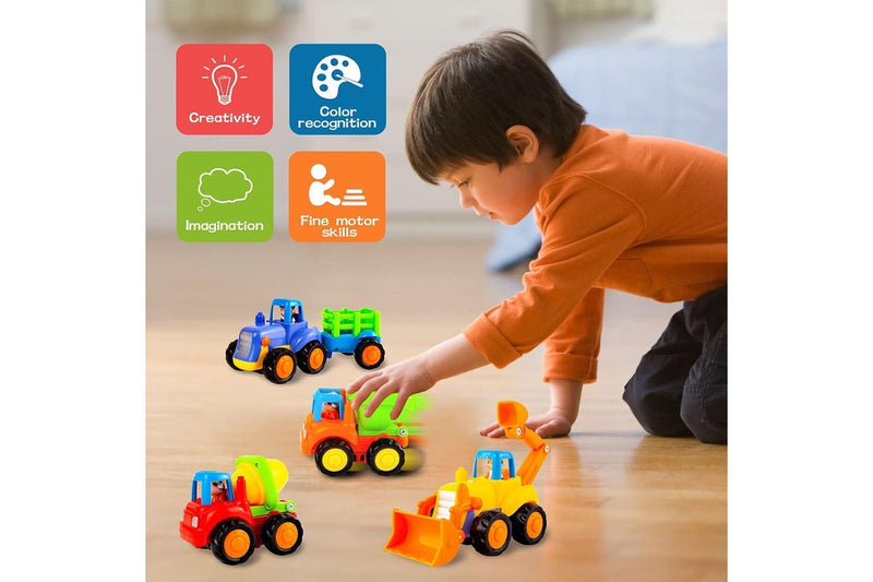 4-Piece Friction Car Toy Set for Toddlers - Construction Vehicles for Early Education
