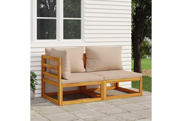 2 Piece Garden Sofa Set with Cushions Solid Wood Acacia vidaXL
