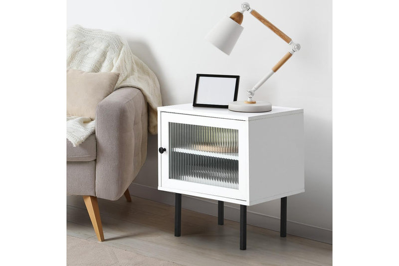 Oikiture 2x Bedside Tables Wood(White)