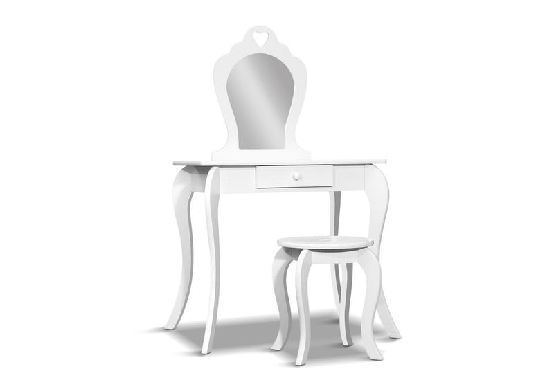 Keezi Kids Dressing Table Stool Set Vanity Mirror Princess Children Makeup White