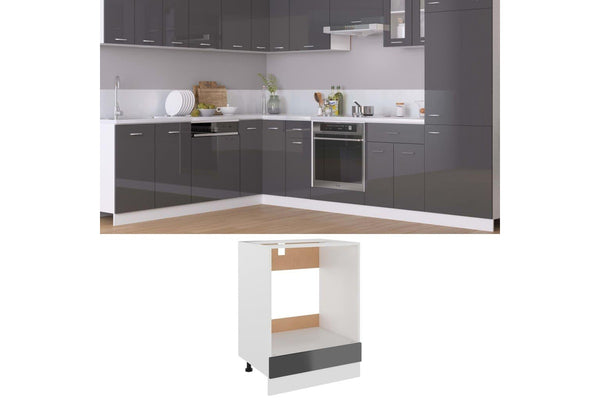 Oven Cabinet High Gloss Grey 60x46x81.5 cm Engineered Wood vidaXL