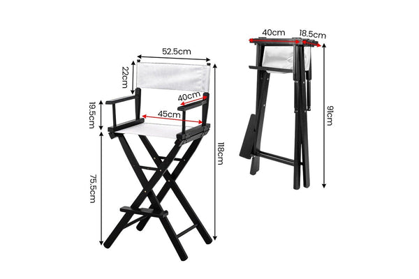 Sarantino Tall Directors Chair - White