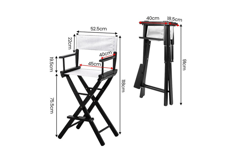 Sarantino Tall Directors Chair - White