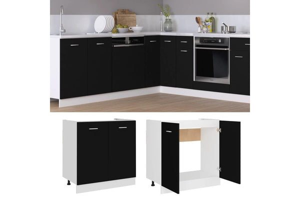 Sink Bottom Cabinet Black 80x46x81.5 cm Engineered Wood vidaXL