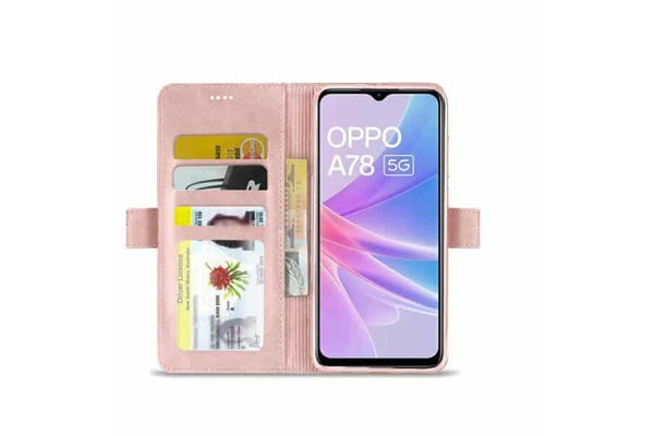 For Oppo A78 4G Case, SupRShield Wallet Leather Flip Magnetic Stand Case Cover (Rose Gold)