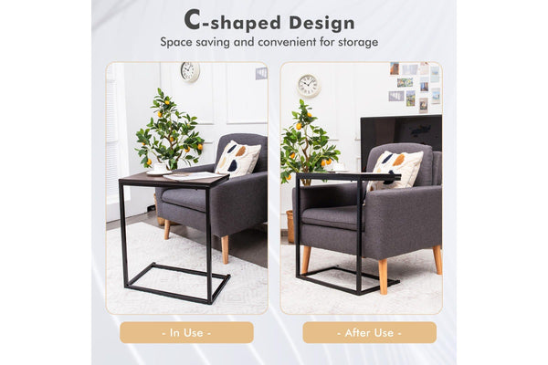 Giantex C Shaped End Table Sofa Side Table Laptop Desk w/Metal Frame Living Room Bedroom