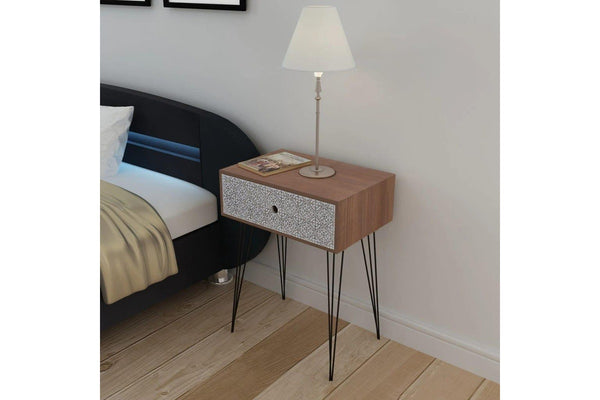 Nightstand with 1 Drawer Rectangular Brown vidaXL