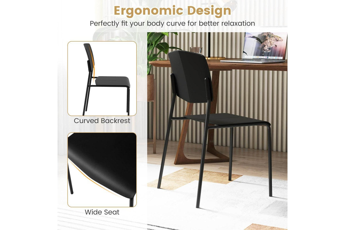 Giantex 4PCS Dining Chair Home Office Side Chairs w/Metal Legs Stackable Armless Chairs Black