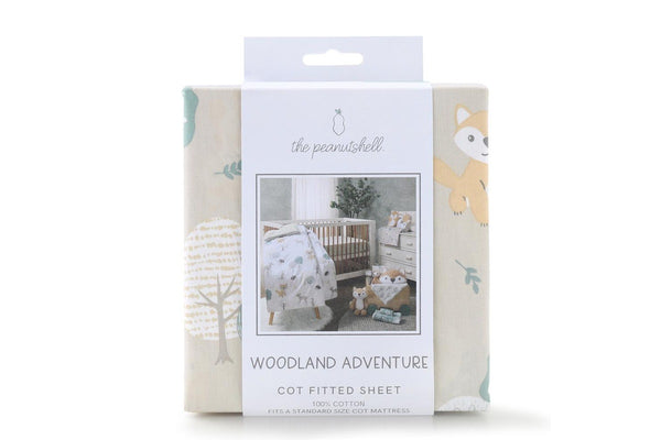 2x The Peanutshell Woodland Adventure Cotton Fitted Sheet Baby Bedding 135cm