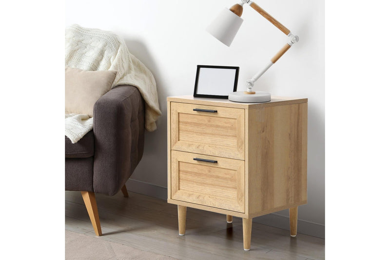 Oikiture Bedside Tables Set of 2 Nightstand Wood