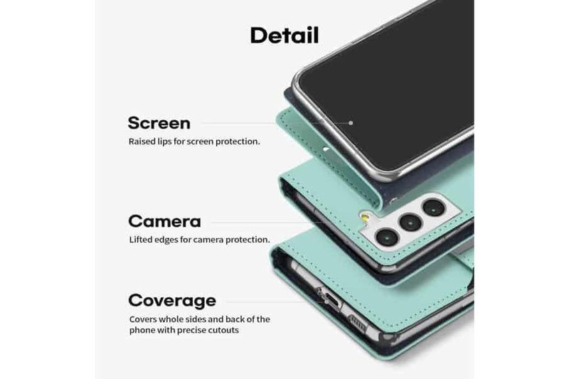 Goospery Samsung Galaxy S22 Rich Diary Wallet Flip Case Leather Card Slots Magnetic Cover (Aqua)