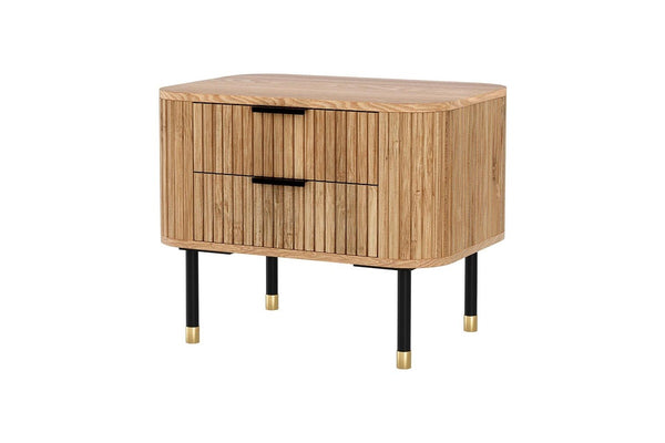 Artiss Bedside Table 2 Drawers Paulownia Wood Pine