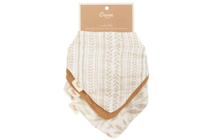 Crane Baby: Muslin Bib Set - Willow Prints + Solid (3 Pack)