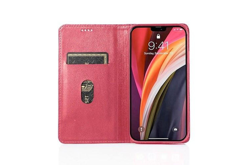 For Apple iPhone 12 Pro Max Case SupRShield Pro Luxury Wallet Leather Flip Magnetic Stand Case Cover (Hot Pink)