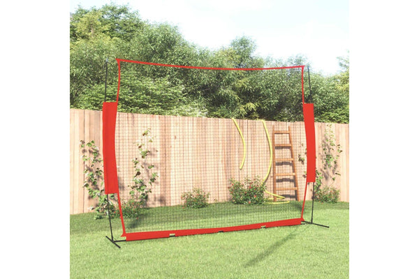 Portable Baseball Net Red and Black 369x107x271 cm Steel and Polyester vidaXL