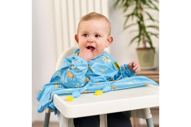Bibado: Highchair Coverall Bib with Long Sleeves - Speedy Dinosaur