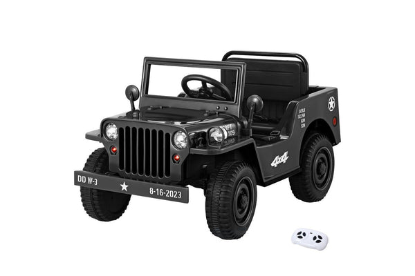 Rigo Kids Electric Ride On Car Jeep Military Off Road Toy Cars Remote 12V Black