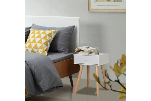 2 Pcs Solid Pinewood 40X30x61 Cm White Bedside Tables