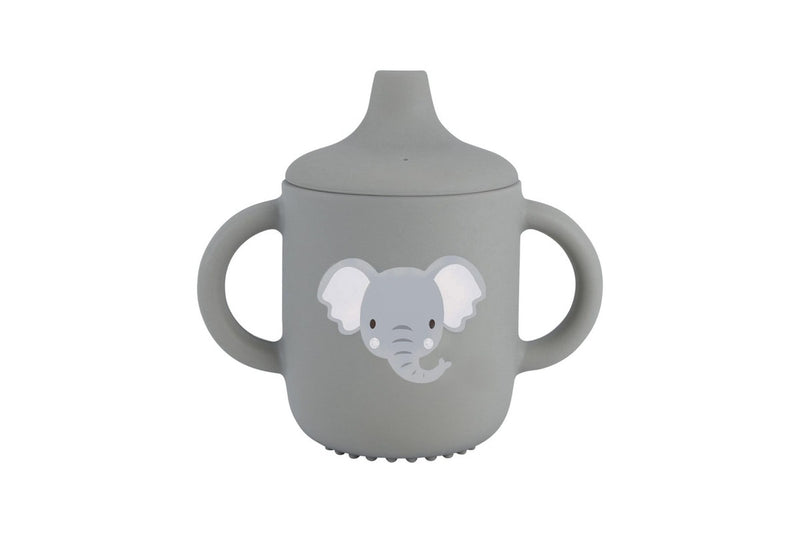 2x Splosh Baby Elephant Silicone Sippy Cup w Handles Drinkware 12cm Grey 0+