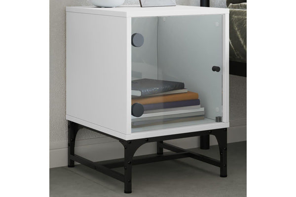 Bedside Cabinets With Glass Doors 2 Pcs White 35X37x50 Cm Bedside Tables