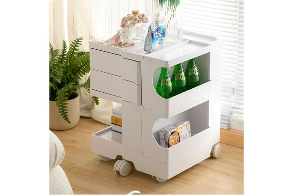 Artiss Artissin Bedside Table Side Tables Nightstand Organizer Replica Boby Trolley 3Tier White Bedside Tables