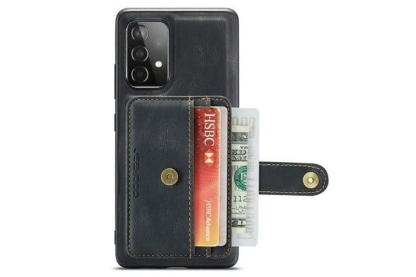 JEEHOOD For Samsung Galaxy A53 5G Wallet Leather Case with Detachable Ultra Slim RFID Blocking Back Card Holder (Black)