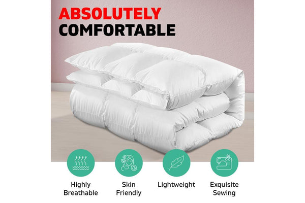 King Size Bedding Goose Down Feather Quilt Cover Duvet Doona 800GSM Winter White