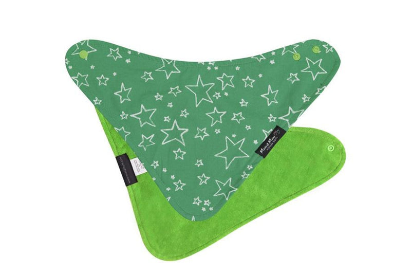Mum 2 Mum: Fashion Bandana Wonder Bib - Green Stars/Lime