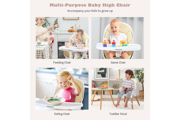 Giantex 4-in-1 Baby High Chair Convertible Infant Eating Highchair w/Adjustable Tray Kids Dining chair Beige
