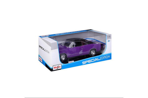 Maisto 1:18 1969 Dodge Charger R T Purple with Black Roof Model Car Toy 3y+