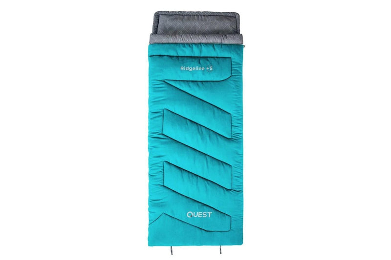 Quest Ridgeline 220cm -5C Sleeping Bag w Carry Bag Outdoor Camping Hiking Blue