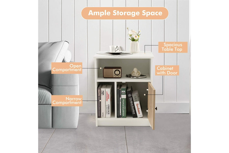 Giantex 2PCS Bedside Table Nightstand w/Open Shelves End Table Storage Cabinet Home Office Side Table White