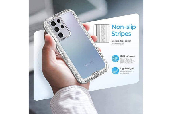 For Samsung Galaxy S22 Ultra Transparent Defender Slim Polycarbonate Case Cover (Clear)