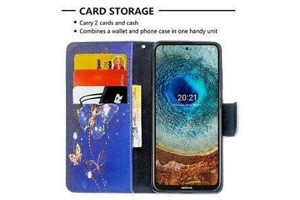 For Nokia X10 Case SupRShield Wallet Card Leather Flip Magnetic Stand Phone Cover (Blue Butterfly)