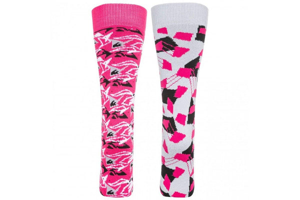Trespass Childrens/Kids Rockies Ski Socks (Pack Of 2) (Platinum/Pink Lady) (12-3 Child UK)