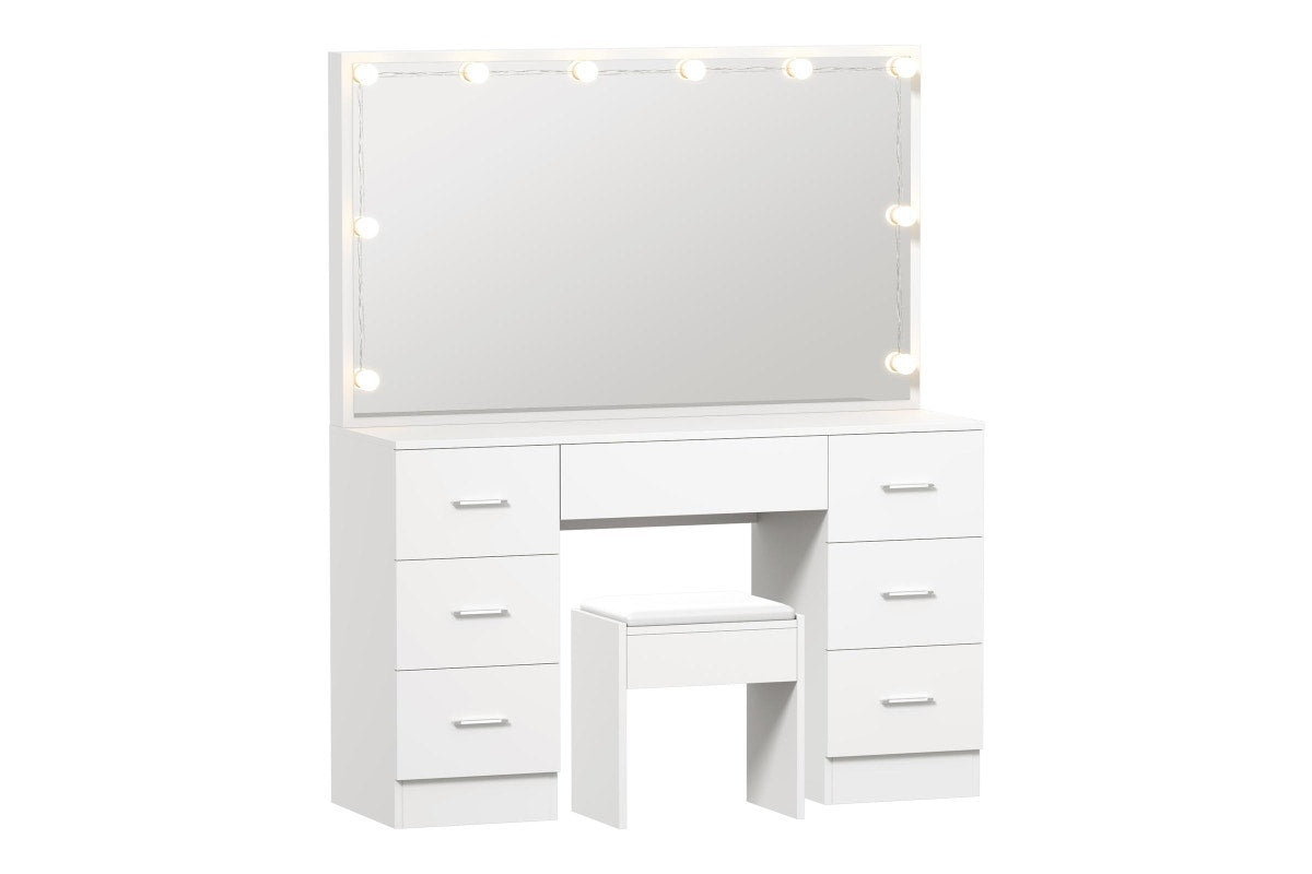 Oikiture Dressing Table Large LED Mirror (White)
