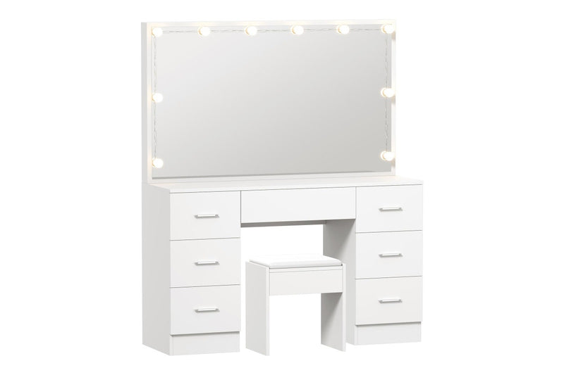 Oikiture Dressing Table Large LED Mirror (White)