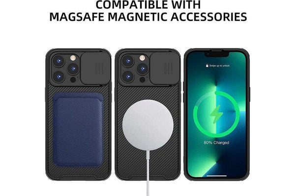 Nillkin For Apple iPhone 15 Pro Case [Support Magsafe Charger] CamShield With Camera Protection Case Slim Magnetic Shockproof Heavy Duty Cover (Black)