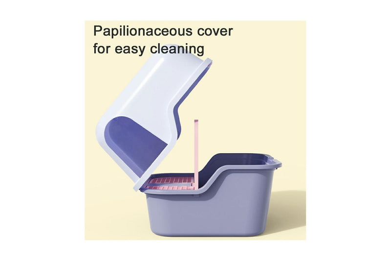 Pakeway Kingbox Plastic Candy Cat Litter Box Enclosed Pet Kitty Toilet Purple