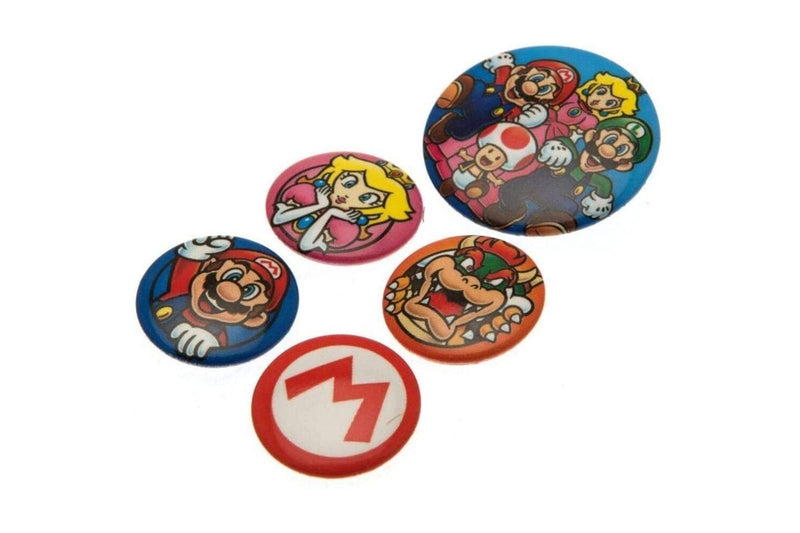 Super Mario Badge Set (Pack of 5) (Multicoloured) (One Size)