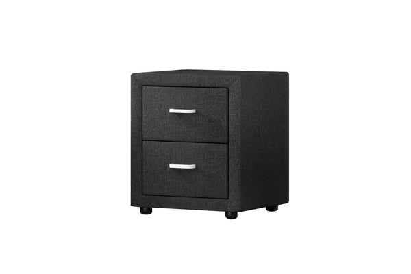 Artiss Bedside Table 2 Drawers Fabric - CADEN Charcoal