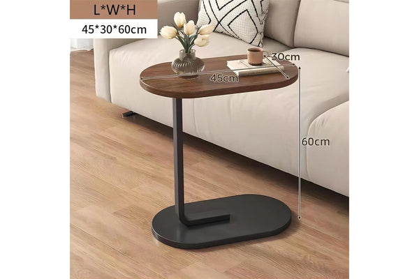 Small C Shaped End Table for Living Room and Small Spaces - Walnut Wood